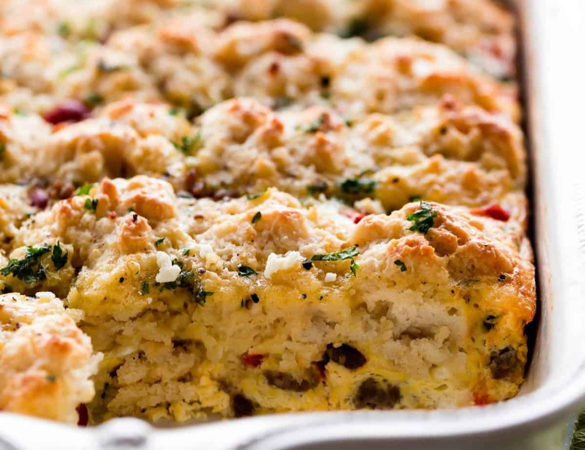 Biscuit Breakfast Casserole top view