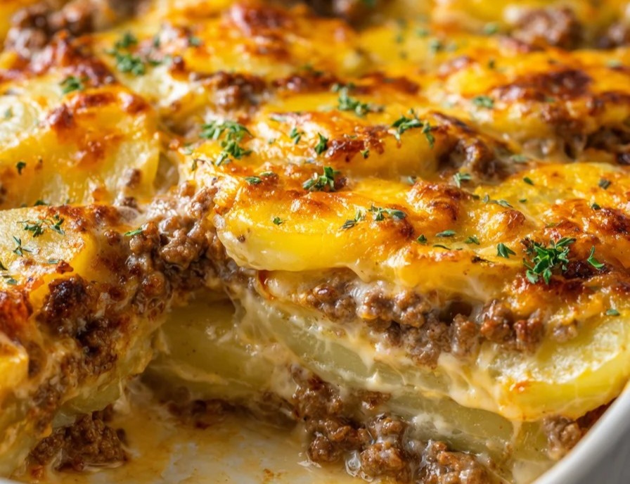 Cheesy Hamburger Potato Casserole suggested serving