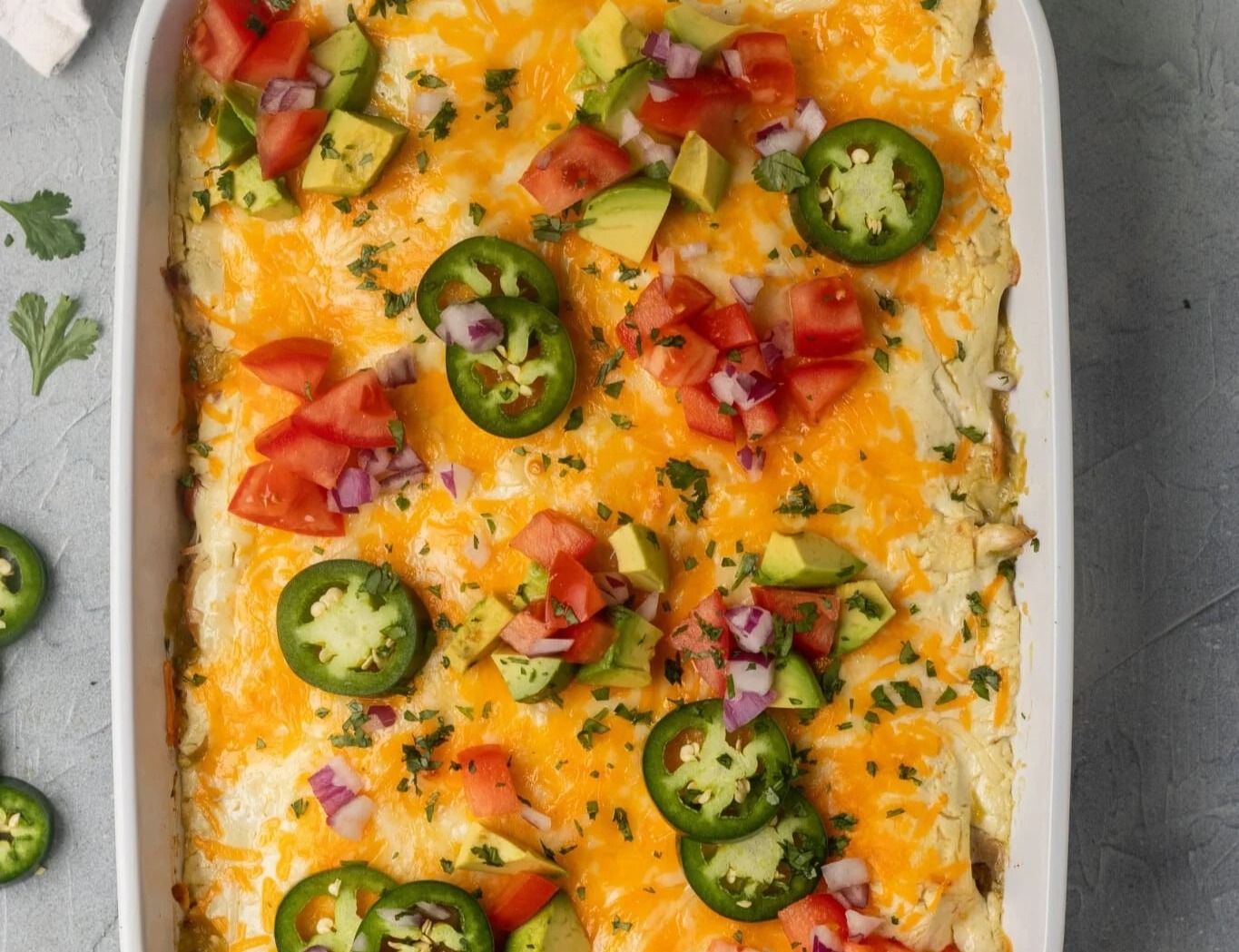 Chicken Enchilada Casserole top view