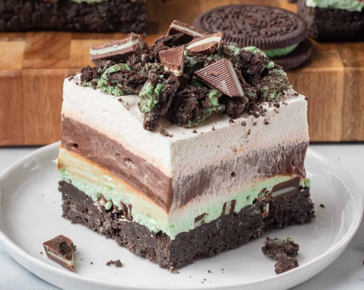Chocolate Mint Dream Bars top view