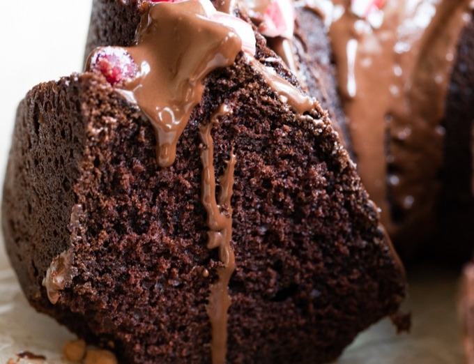 Chocolate Peppermint Bundt Cake top view