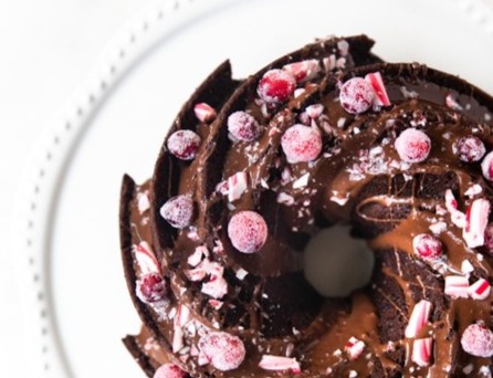 Chocolate Peppermint Bundt Cake suggested serving