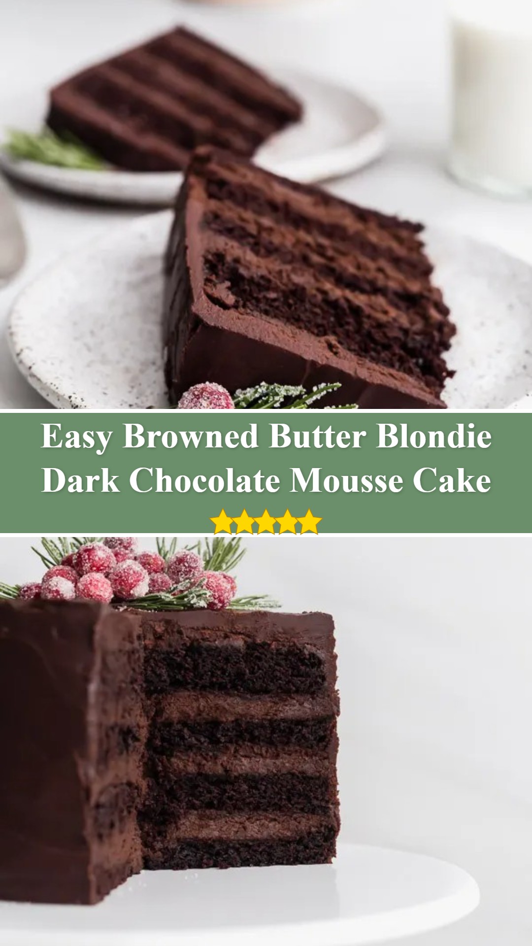 Dark Chocolate Mousse Cake - Browned Butter Blondie