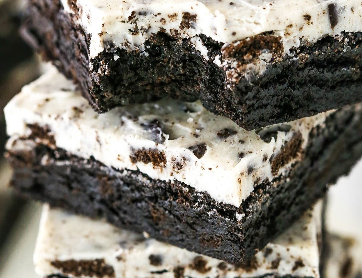 Fudgy Cookies and Cream Brownies top view