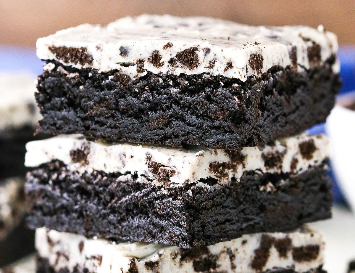 Fudgy Cookies and Cream Brownies suggested serving