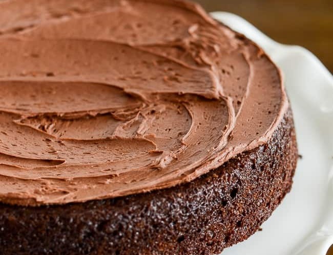 Homemade Chocolate Cake with Chocolate Frosting suggested serving