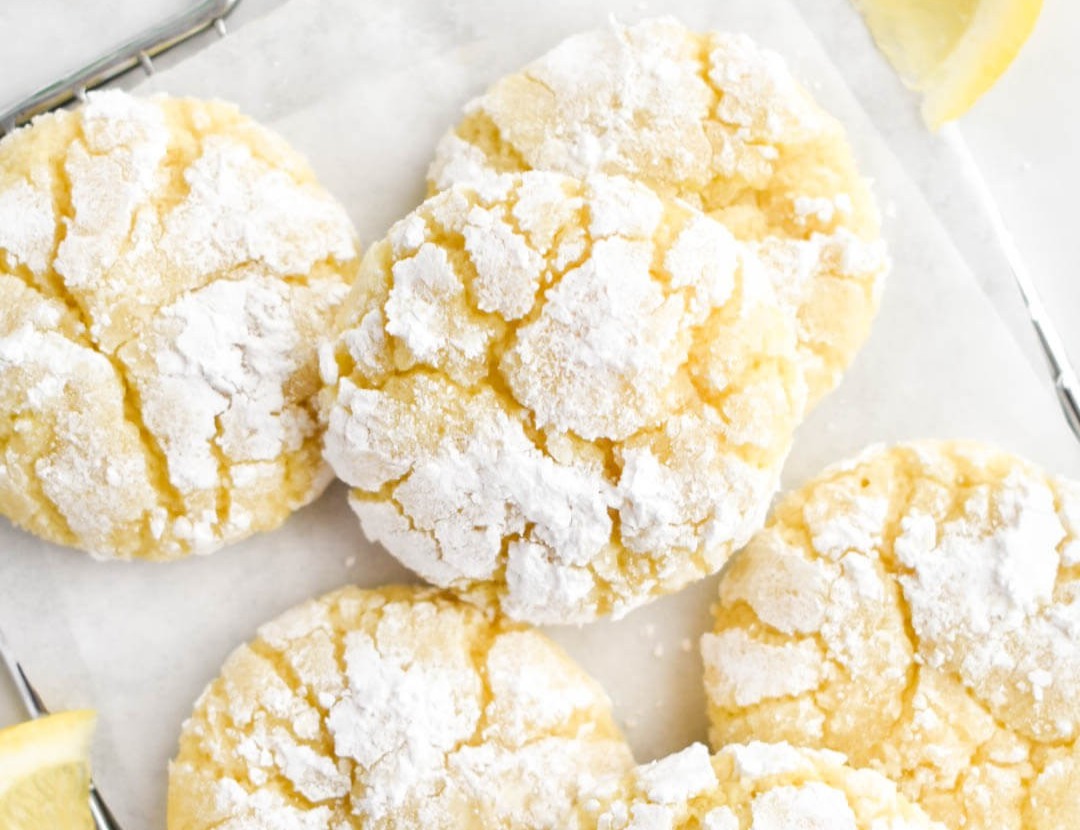 Lemon Crinkle Cookies - Herbs & Flour top view