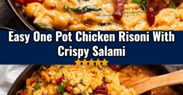 One pot chicken risoni with crispy salami