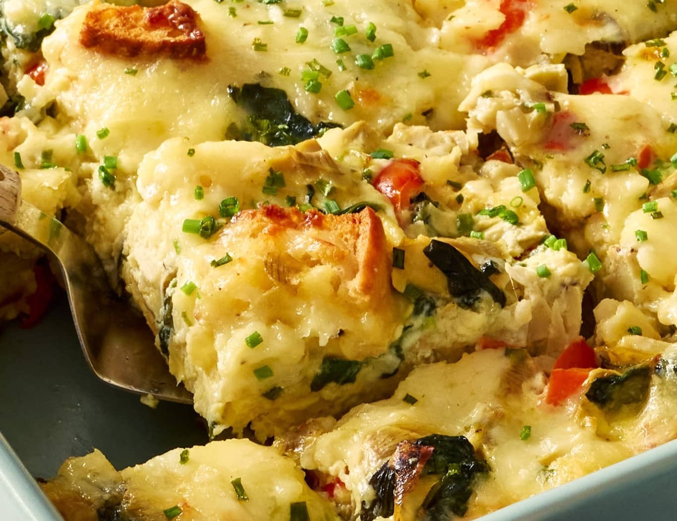 Overnight Artichoke & Spinach Egg Bake top view
