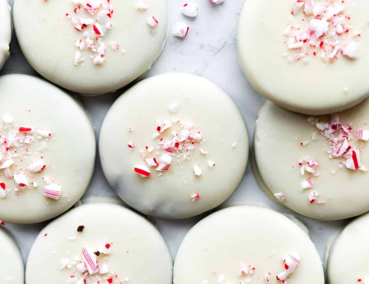 Peppermint Bark Cookies top view