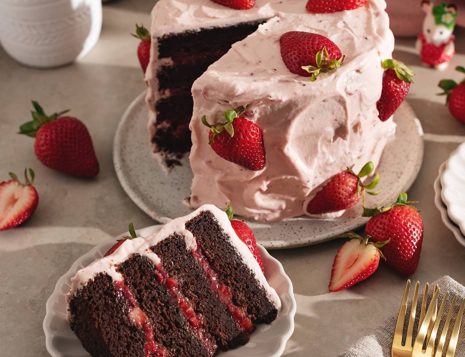 Strawberry Chocolate Cake top view